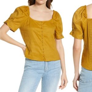Madewell puff-sleeve button down top